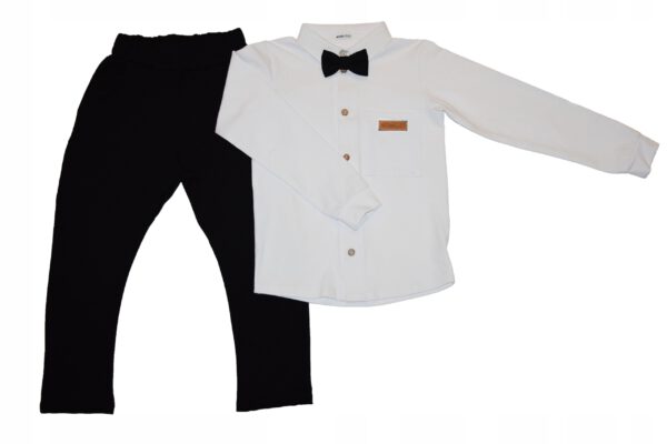 Komplet: biała koszula i spodnie 122